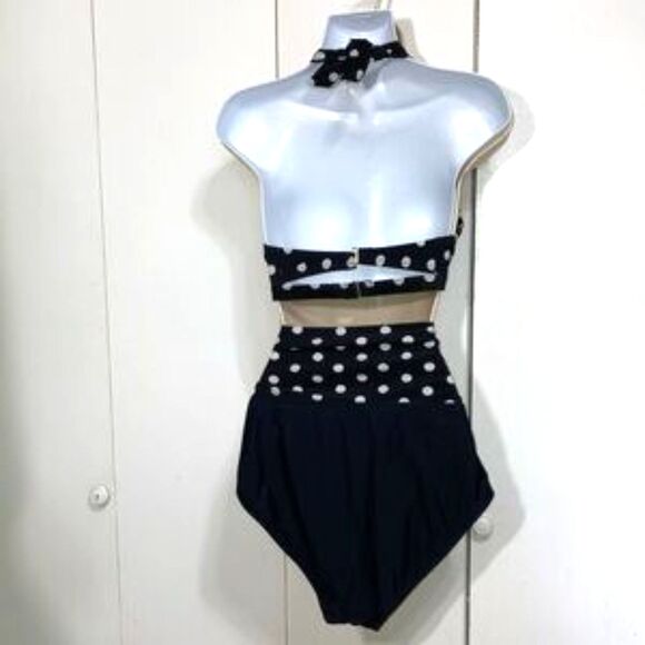 SWIMSUITS FOR ALL Black with White Polka Dot Bikini Womens 12 - Picture 5 of 13